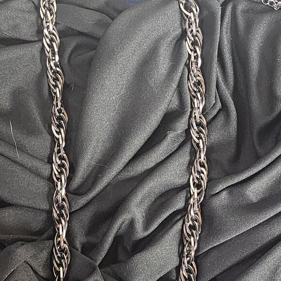 Chico's Pewter Chocolate Metal Tone Chunky Long Stmt 37.5" Rope Chain Necklace - Picture 12 of 16